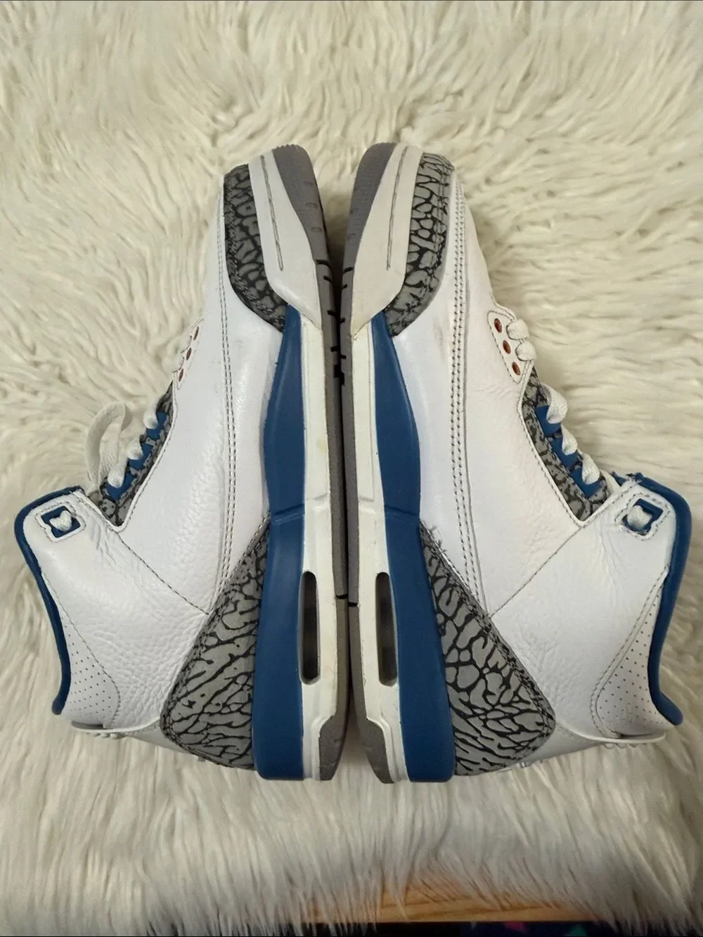 Jordan Air 3 Retro Washington Wizard Kids White & Blue Retro Sneakers Size 6.5Y